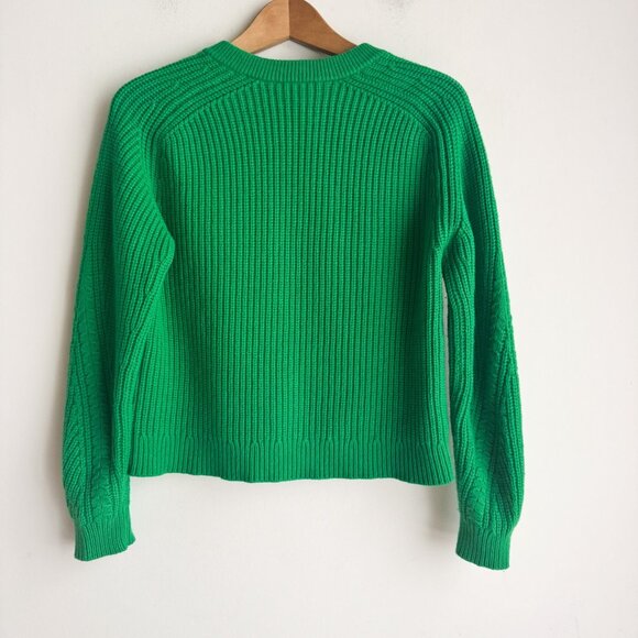 Sézane Bright Green Chunky Knit Cropped Sweater XXS - Picture 8 of 8